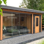 Douglas overkapping met glazen schuifwanden 6x4m ’type Mieke’