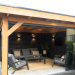 Overkapping met glazen schuifwanden 400x400cm