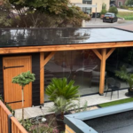 Plat dak overkapping met glaswanden 800×400cm type 'Steyn'