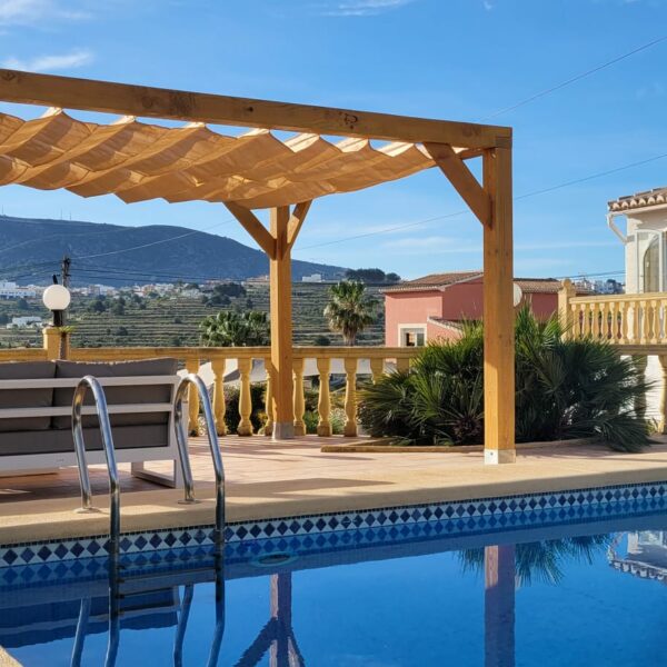 Prieel pergola met schuifzeil schaduwdoek 340x500cm