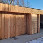 Moderne douglas overkapping met schuur 1100x450cm 20x20cm constructie