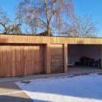 Moderne douglas overkapping met schuur 1100x450cm 20x20cm constructie