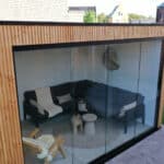 Moderne overkapping met glazen schuifwanden 600x300cm type 'Rian'