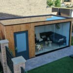 Moderne overkapping met glazen schuifwanden 600x300cm type Rian